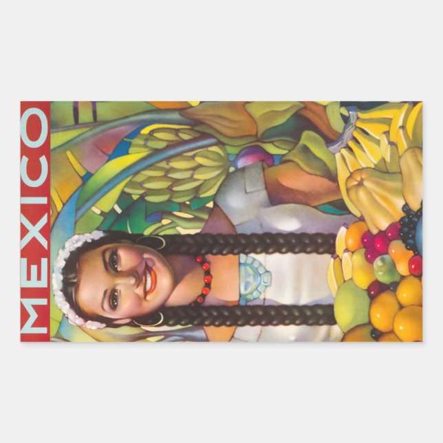 Sticker Rectangulaire Fruit mexicain vintage (Devant)