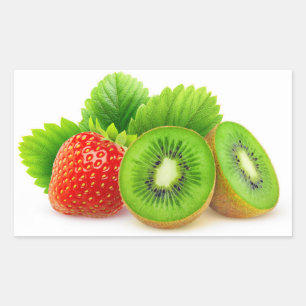 Sticker Rectangulaire Fruits de Kiwi et fraise