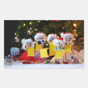 Sticker Rectangulaire Fubby's qui forment une chorale de Noël pour l'arb