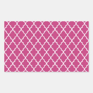 Sticker Rectangulaire Fuchsia Magenta Et White Marocain Trellis Motif