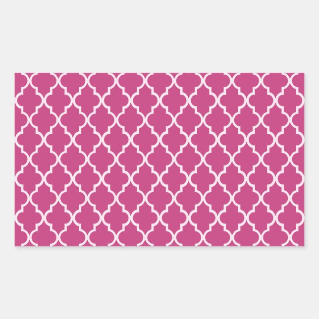 Sticker Rectangulaire Fuchsia Magenta Et White Marocain Trellis Motif (Devant)