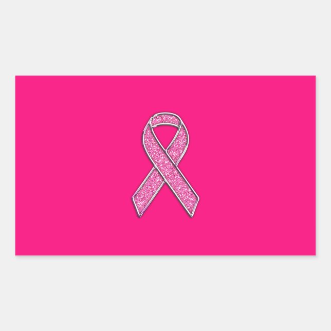 Sticker Rectangulaire Fuchsia Parties scintillant Style Pink Ribbon Sens (Devant)
