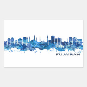 Sticker Rectangulaire Fujairah UAE Skyline Blue