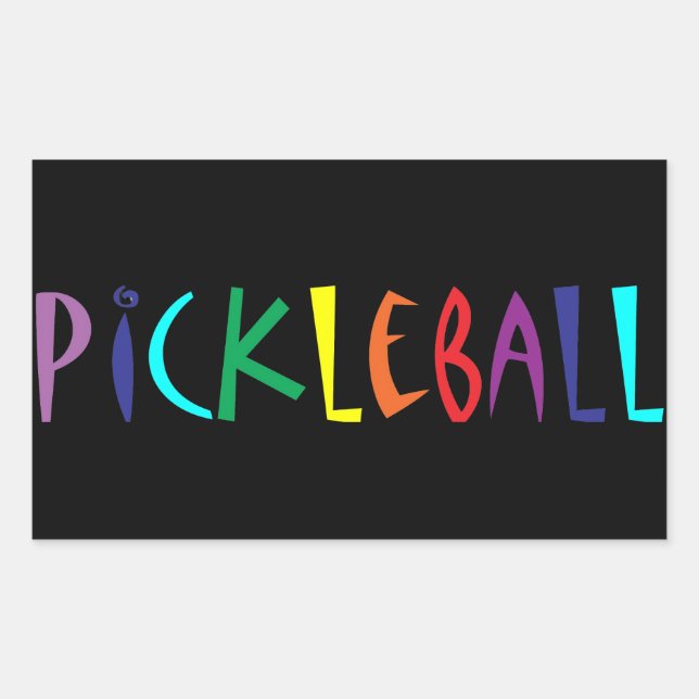 Sticker Rectangulaire Fun Colorful Pickleball Lettres Design (Devant)