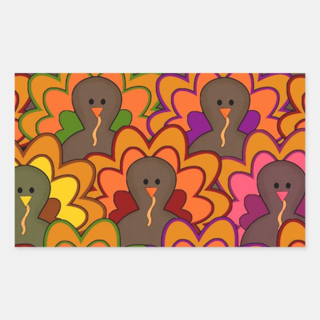 Sticker Rectangulaire Fun Colorful Thanksgiving (Devant)