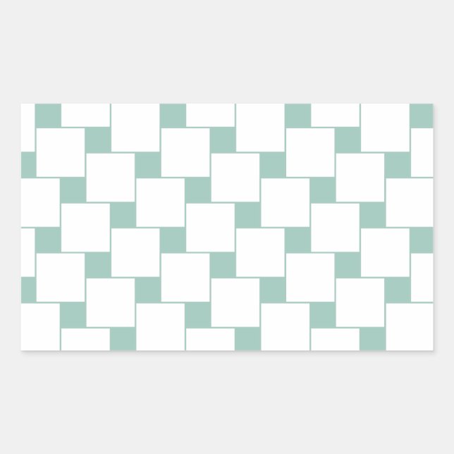 Sticker Rectangulaire Fun tissé Carré Mint Green (Devant)