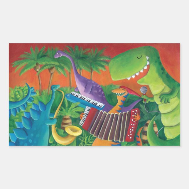 Sticker Rectangulaire Funky Dinosaur (Devant)