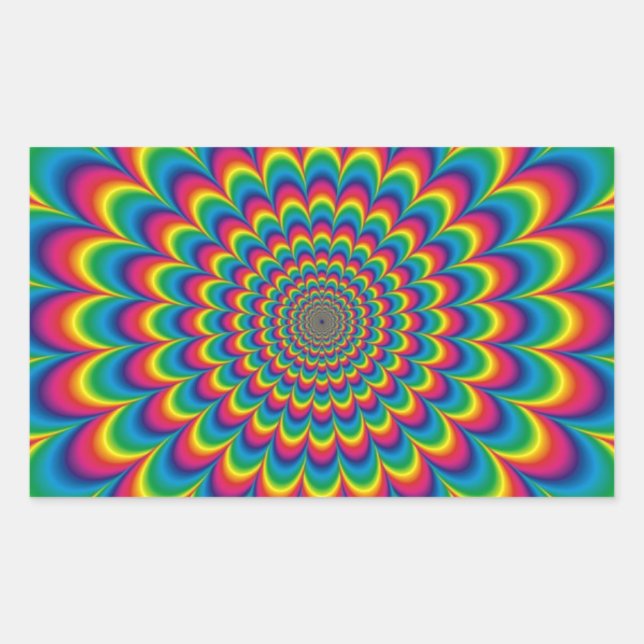 Sticker Rectangulaire Funky Psychedelic Color Fest (Devant)