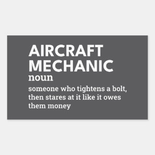 Sticker Rectangulaire Funny Aircraft Mechanic - Humour de l'aviation