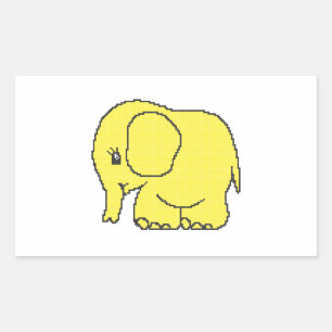 Sticker Rectangulaire Funny cross-stitch yellow elephant