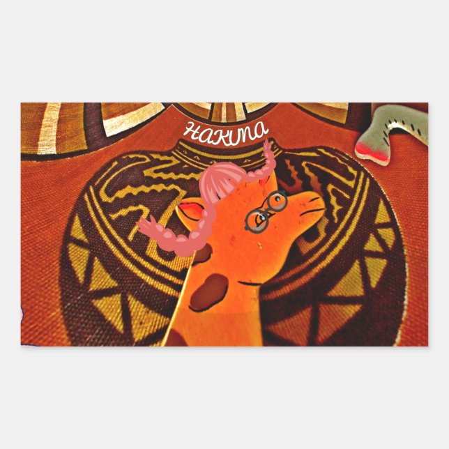 Sticker Rectangulaire Funny Elegant Giraffe Accessoré Style Africain (Devant)