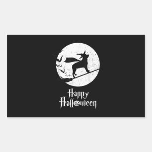 Sticker Rectangulaire Funny Halloween Costume Witch Rottweiler Dog