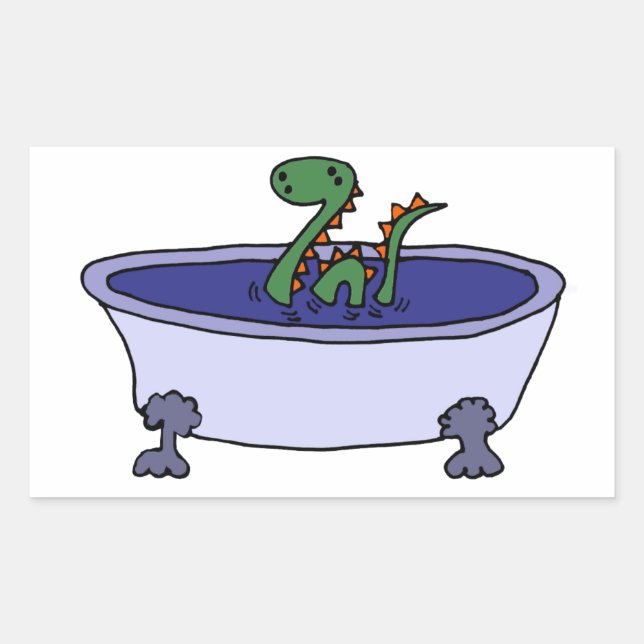 Sticker Rectangulaire Funny Loch Ness Monster dans la baignoire (Devant)