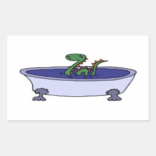 Sticker Rectangulaire Funny Loch Ness Monster dans la baignoire