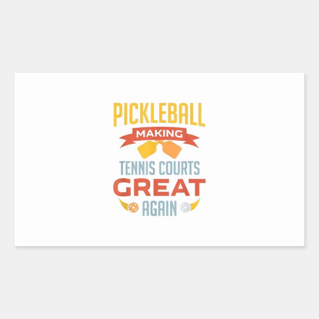 Sticker Rectangulaire funny pickleball making courts (Devant)