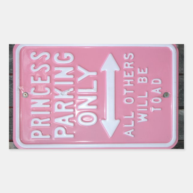 Sticker Rectangulaire Funny Princess Parking Signe seulement (Devant)