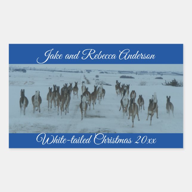 Sticker Rectangulaire Funny Whitetail Deer Christmas (Devant)
