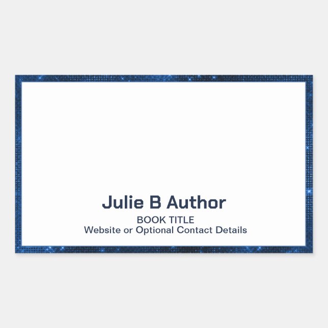 Sticker Rectangulaire Futur Sci Fi Blue Border Auteur Plaque de livre (Devant)