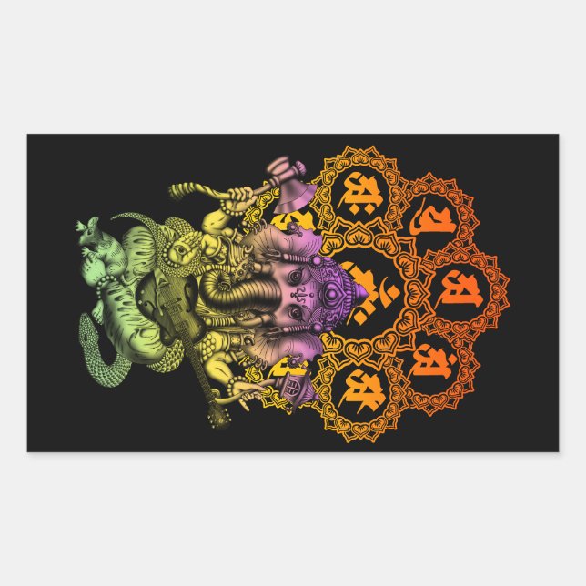 Sticker Rectangulaire Ganesha Guitar 01 (Devant)