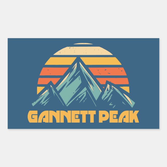 Sticker Rectangulaire Gannett Peak Retro Turquoise (Devant)