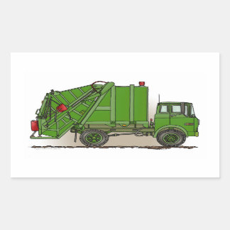 Sticker Rectangulaire Garbage Truck Green