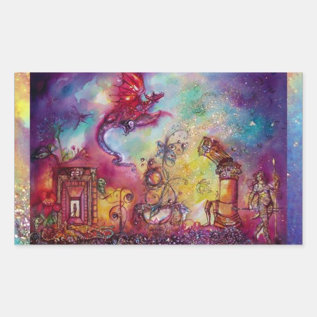 STICKER RECTANGULAIRE GARDEN OF THE LOST SHADOWS / FLYING RED DRAGON (Devant)