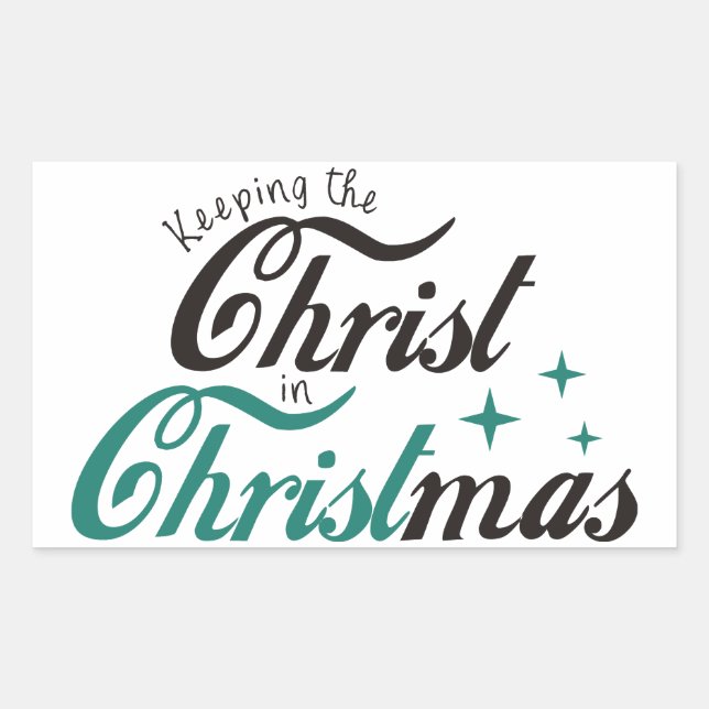 Sticker Rectangulaire Garder le Christ à Noël (Devant)