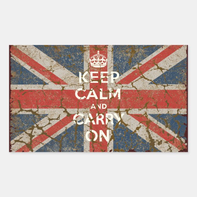 Sticker Rectangulaire Gardez le calme et continuez avec le drapeau brita (Devant)