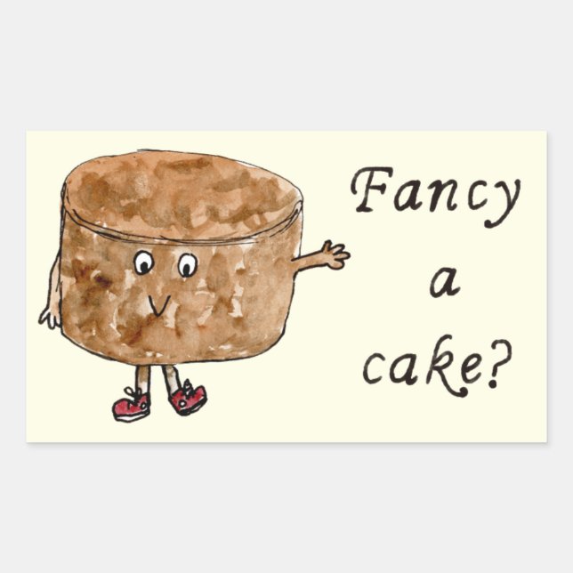 Sticker Rectangulaire Gâteau au chocolat Drôle Slogan Fancy A Cake Humou (Devant)