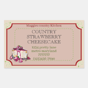 Sticker Rectangulaire gâteau au fromage et fraise 