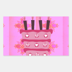 Sticker Rectangulaire Gâteau d'anniversaire floral pour elle / Filles Ar