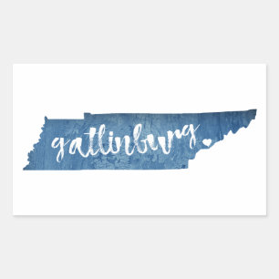 Sticker Rectangulaire Gatlinburg Tennessee Wood Grain
