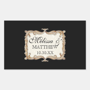 Sticker Rectangulaire Gatsby Art Déco Nouveau dentelle Faux Gold Tulip