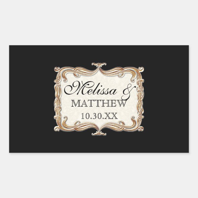 Sticker Rectangulaire Gatsby Art Déco Nouveau dentelle Faux Gold Tulip (Devant)