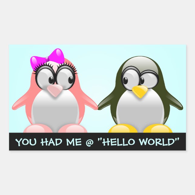 Sticker Rectangulaire Geek informatique Valentine : Programmation Langue (Devant)