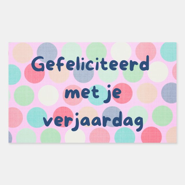 Sticker Rectangulaire Gefeliciteerd rencontre je verjaardag, anniversair (Devant)