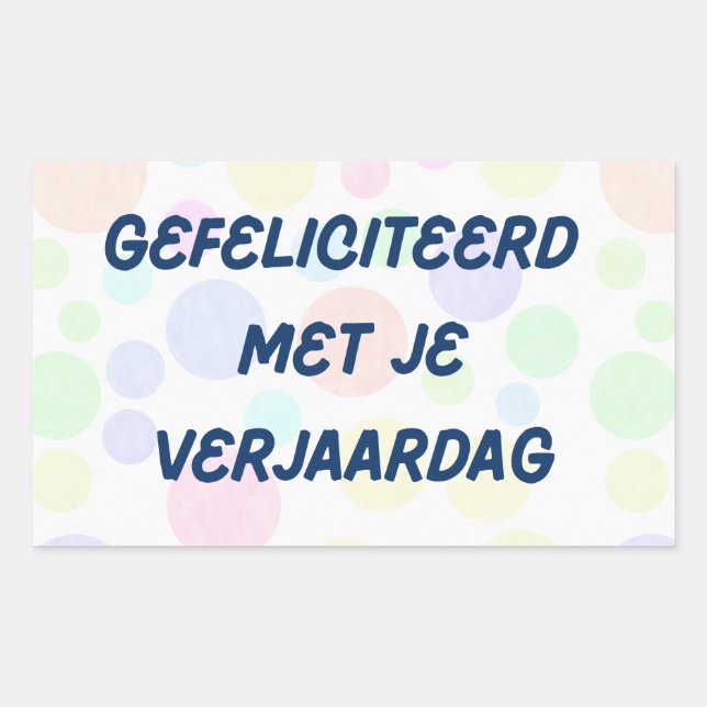 Sticker Rectangulaire Gefeliciteerd rencontre je verjaardag, anniversair (Devant)