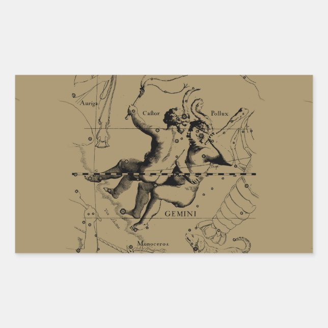 Sticker Rectangulaire Gemini Constellation Zodiac Hevelius 1690 (Devant)