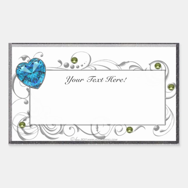 Sticker Rectangulaire Gemme de cœur bleu (Devant)