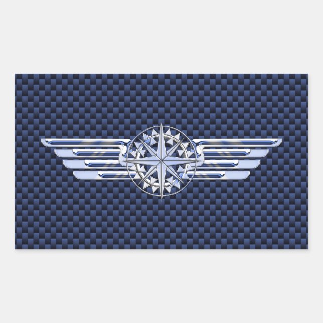 Sticker Rectangulaire Général Air Pilote Chrome Comme Ailes Compass (Devant)