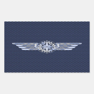 Sticker Rectangulaire Général Air Pilote Chrome Comme Ailes Compass