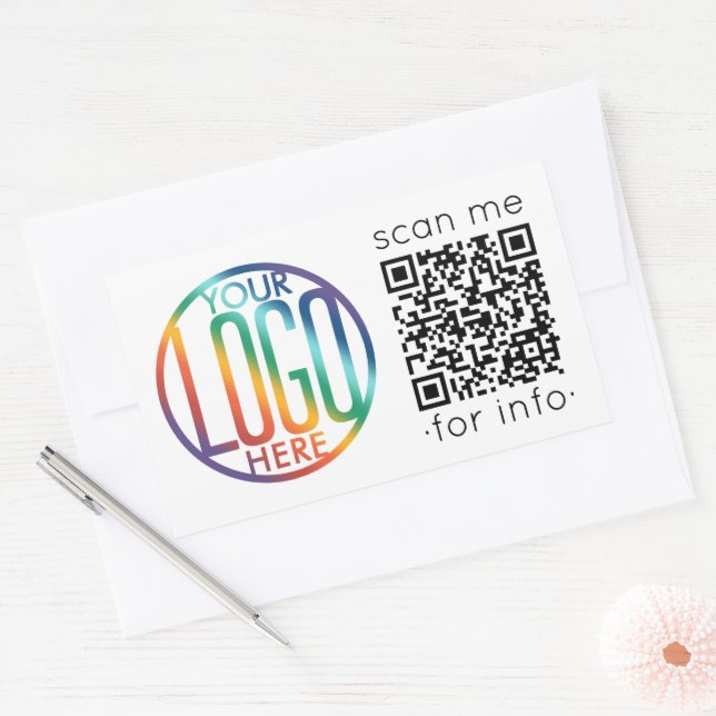 Sticker Rectangulaire Générateur de code QR et votre logo commercial (Enveloppe)