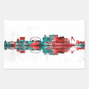 Sticker Rectangulaire Geneva Switzerland Skyline