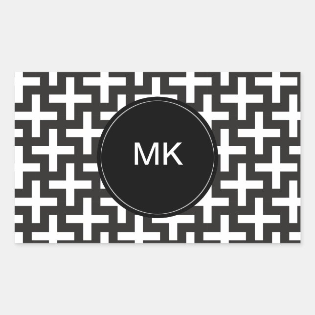 Sticker Rectangulaire Géométrie noir et blanc (Devant)