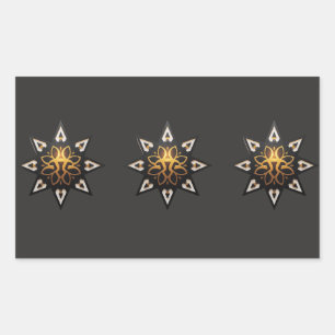 Sticker Rectangulaire 🌟 Géométrie Sacrée Mandala - Étoile dorée intempo