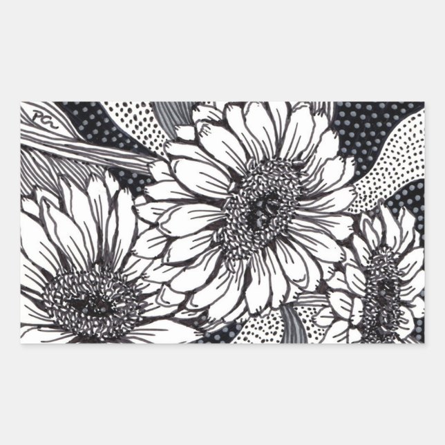 Sticker Rectangulaire Gerberas (Devant)