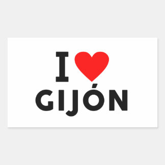 Sticker Rectangulaire Gijon Espagne ville d'amour coeur comme voyage