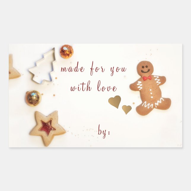 Sticker Rectangulaire Ginger Pread Man Christmas Baking Cadeau Giving (Devant)