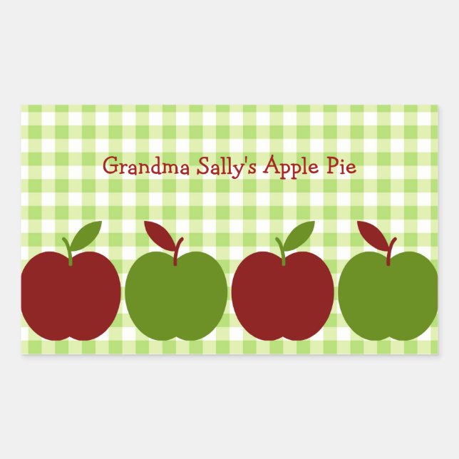 Sticker Rectangulaire Gingham et Pommes (Devant)