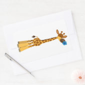 Sticker Rectangulaire Giraffe de cartons mignons et Stick aux fleurs (Enveloppe)